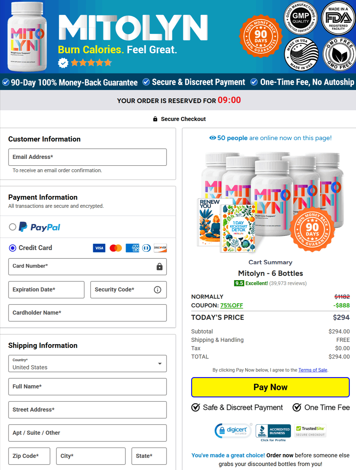 Mitolyn  Checkout page